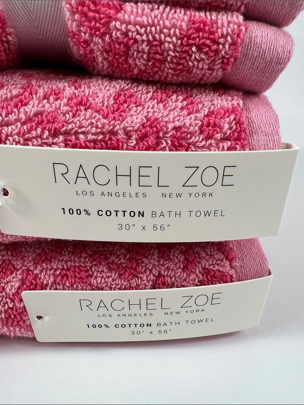 Rachel Zoe Bath Towel Set Pink Leopard Animal Print Soft 100% Cotton 8 Pc NEW
